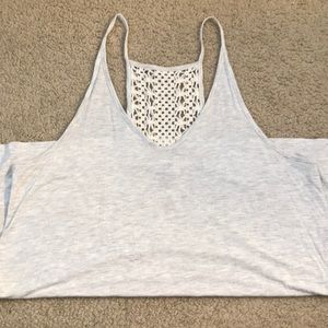 Gray Cotton Tank with Crochet Detail in Back